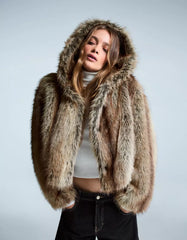 Faux fur hooded jacket
