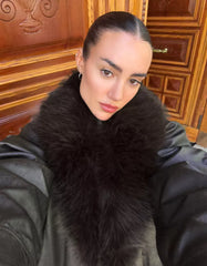 Leather effect jacket with faux fur collar