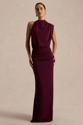 Umaira | Burgundy High-Neck Maxi Dress