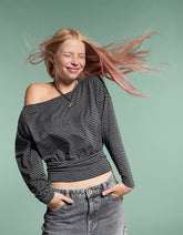 Striped long sleeve sash T-shirt