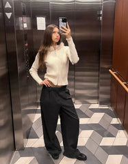 Knitted Zip-Up Jacket with Faux Fur Hood