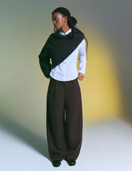 Voluminous double-fabric pants