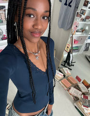 Long sleeve lace-trimmed T-shirt