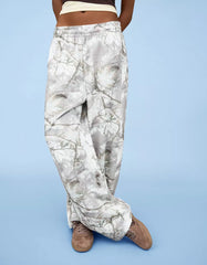Printed plush barrel pants
