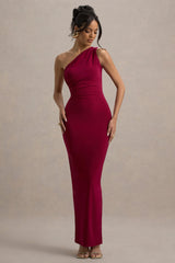 Venetia | Burgundy One-Shoulder Tie-Back Maxi Dress