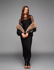 Long sleeve tulle midi dress