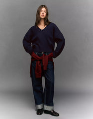 V-neck cropped sweater