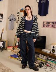 Striped zip-up hoodie