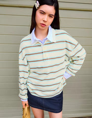 Long sleeve T-shirt with polo collar