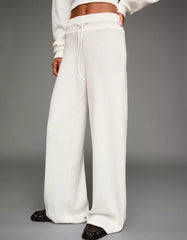 Soft ribbed wide-leg pants