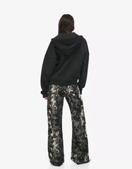 Jacquard print baggy jeans