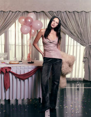 Velvet-effect bootcut jeans