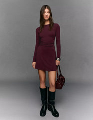 Gathered long sleeve mini dress