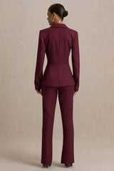 Unbeaten | Burgundy Fitted Corset Blazer Jacket