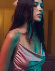 Draped top with chain straps