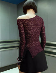 Long sleeve blonde lace top