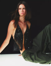 Sequined halter neck top