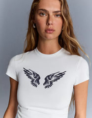 Short sleeve studded print T-shirt