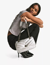 Quilted faux leather shoulder bag