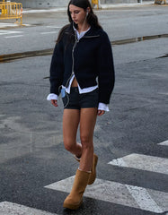 Platform boots with faux fur lining