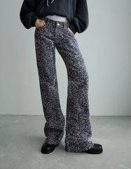 Textured flared baggy jeans