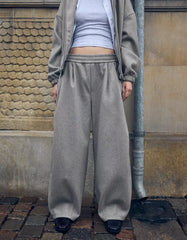 Wool effect barrel trousers