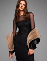 Long sleeve tulle midi dress