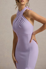 Valletta | Lilac Halter-Neck Ruffle-Trim Midi Dress