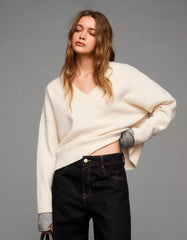 V-neck cropped sweater