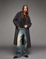 Long drop-shoulder coat