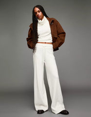 Soft ribbed wide-leg pants