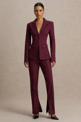 Unbeaten | Burgundy Fitted Corset Blazer Jacket