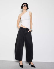 Asymmetric rhinestone top with ring detail