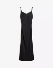 Flowing midi dress with blond lace