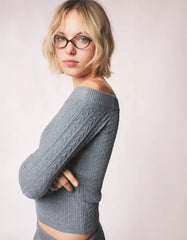 Cable-knit bardot sweater
