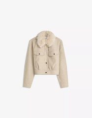 Soft trucker jacket with faux fur collar