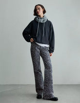 Textured flared baggy jeans