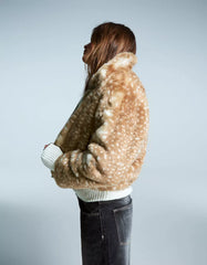 Animal print faux fur jacket