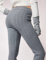Cable-knit flared pants