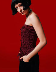 Bandeau top with gathered detail