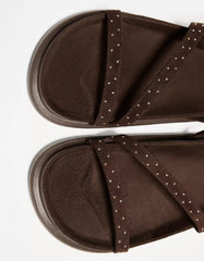 Studded flat slider sandals