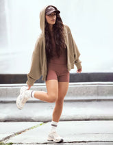 Embroidered zip-up hooded sweatshirt