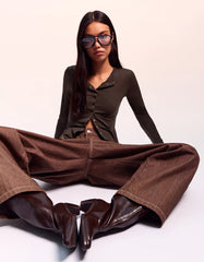 Long sleeve T-shirt with buttons