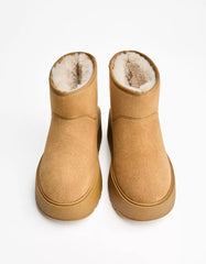 Platform ankle boots with faux fur lining