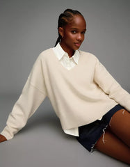 V-neck cropped sweater