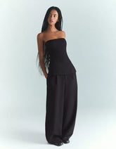 Voluminous double-fabric pants