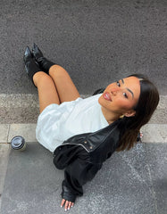 ‘80s leather effect jacket