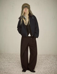 Denim jacket with faux fur collar