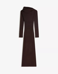 Asymmetric midi dress with gathered detail