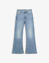 Flared jeans with slit